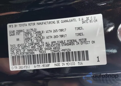 2024 Toyota Tacoma Trd Sport 4Wd from USA, damaged, VIN 3TYLE5JN3RT003804